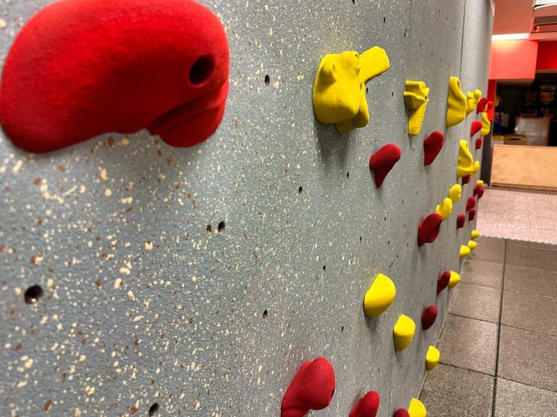 Indoor climbing wall at Paché Montessori